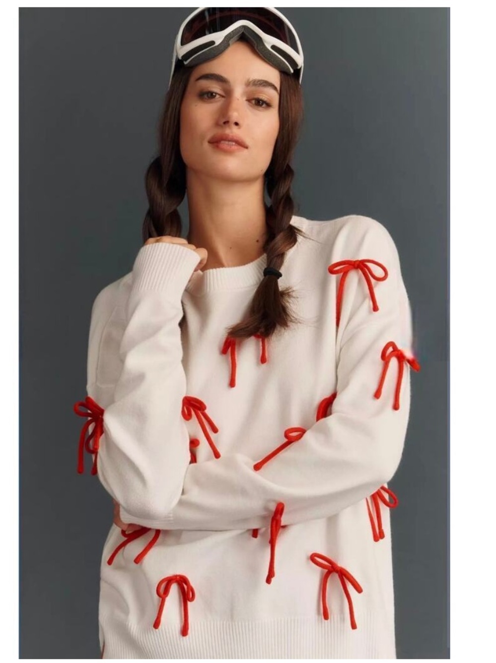 NWT Beach Riot for Anthropologie Festive 3D Bow Sweater, Size Medium